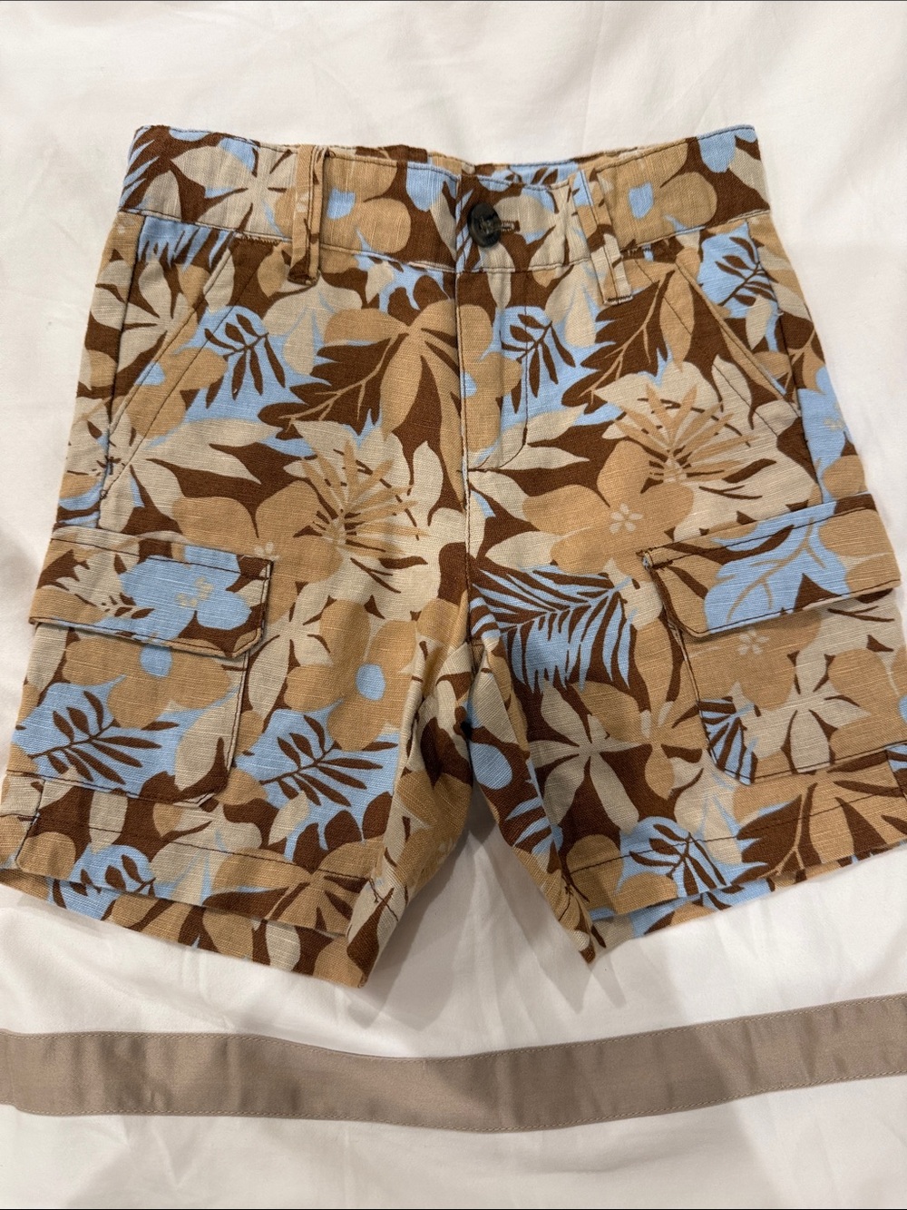 Janie and Jack Boys - Tropical Cargo Shorts in Brown & Light Blue